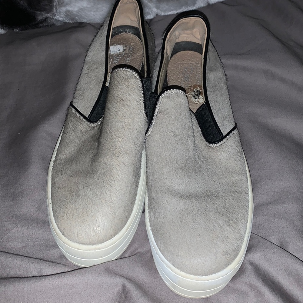 Gray Skechers Pony hair Platform Slip on Sneakers